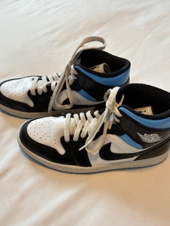 Air Jordan 1 Mid Black Royal Blue White All Leather - Size 10 - Like New! main image 9